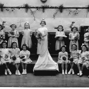 May Queen Brenda Wright with her attendants at Marshfield Infants School in 1949