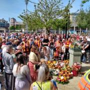 Hundreds of people turned out to remember the victims of the 1985 Bradford City fire disaster