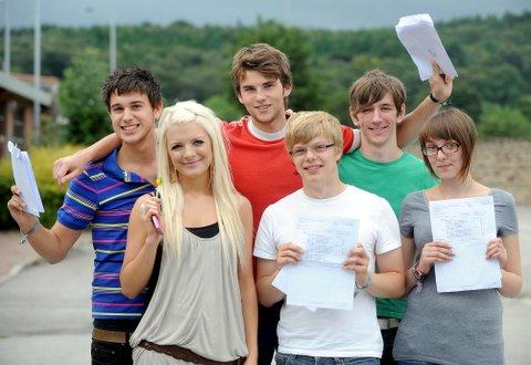 Star pupils at Beckfoot School, Bingley with their results.