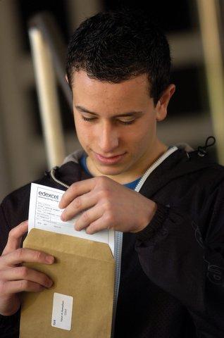 Thornton Grammar School student Hasan Al-Ramadhani studies his results.