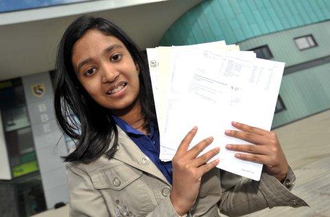 Buttershaw Business and Enterprise College student Nethmini Liyanamanagi looks at her results.