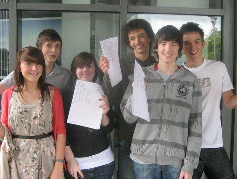 Parkside pupils, from the left, Haley Booth, James Simpson, Julia Drake, Callum McKay, Tim Wilson and Luke Gravener with their results.