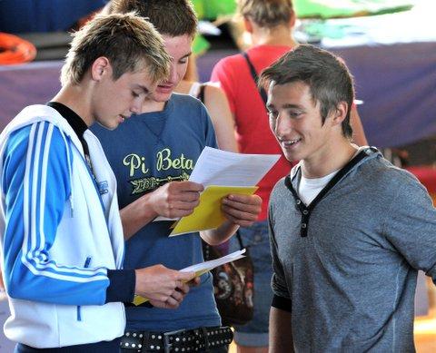 Pupils at Guiseley School get their results.