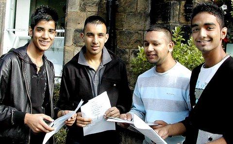 Celebrating their GCSEs at Ilkley Grammar School are, from the left, Kasim Ali, Haroon, Abbas, Waqas Ahmed and Zeeshan Faraz