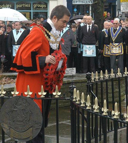 Skipton Lord Mayor Chris Habron lays a wreath during the Remembrance Day Parade at Skipton.