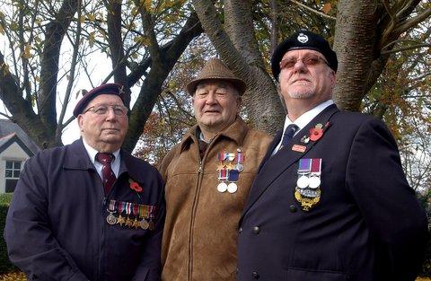 Attending Addingham Remembrance Day Parade were, from the left, Ken Stanbridge, George Kettlewell and john Robertshaw.