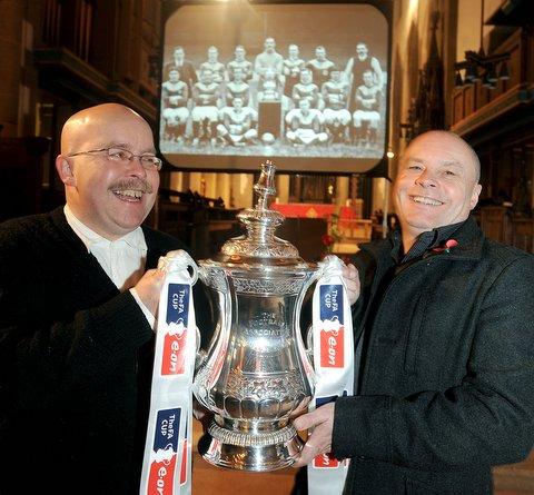 More than 200 people flocked to see the Bradford City FA Cup at Bradford Cathedral last night. 
Canon Chris Aldred, Cathedral administrator, said there had been plenty of interest in an event which saw the Cup coming home to the city where it was made.