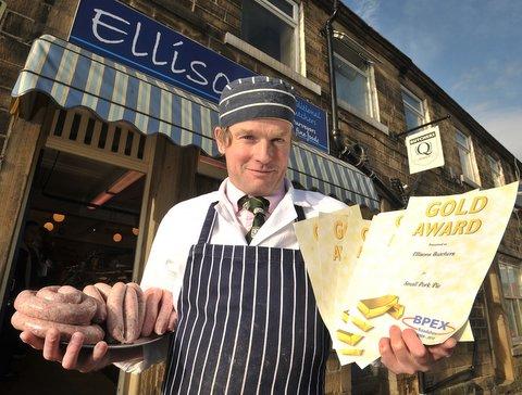 A family butcher’s shop has proved it is a cut above the rest after scooping six gold awards. 
Ellisons Butchers, of Cullingworth, won an award for each of the seven products it took to the British Pig Executive north east roadshow in Harrogate.