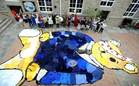 Bradford Girls Grammar school created a giant Pudsey Bear.
