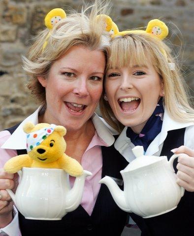 Skipton Building Society girls Rachael Squires and Leanne McEneaney raising funds for Children in Need.