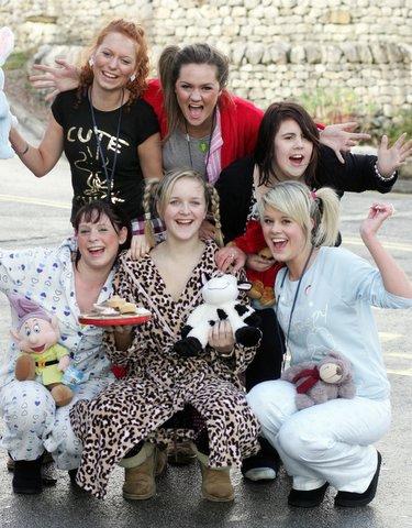 Craven College year one Childcare Students raising money for Children in Need are, back, Sophie Broadley, Hannah Lukacs, Alice Lindsay, 
front, Megan Ford, Melissa Hargreaves, Samantha Myers.