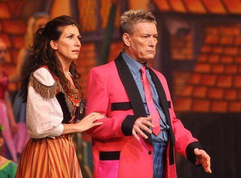 Billy Pearce and Gaynor Faye in a scene from Jack and the Beanstalk.