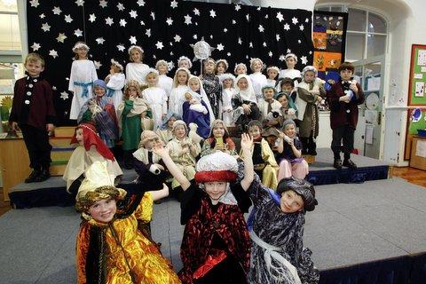 The cast of Lees Primary School's Christmas production 'Are We Nearly There Yet?'
