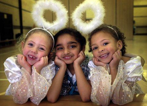 Appearing in Newhall Park Primary School Nativity were, from the left, Scarlett Crossley, Levi Rowe and Ella Binns.