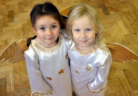 Appearing in Our Lady and St Brendon's School Nativity were angels Evelynn Dunn and Freya Cannon.