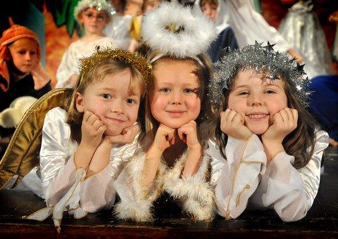 Appearing in Sandal Primary School Nativity were angels, from the left, Chloe Yarde, Leah Barraclough and Abigail Hubbard.