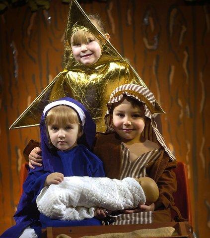 Taking part in St Johns C of E Primary School Nativity were, from the left Rosamay Fletcher, Katie Godsman and Joshua Bear.