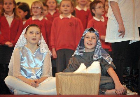 Playing Mary and Joseph in Cullingworth Village Primary School's Nativity were Megan Hardacre and Bradley Priestley.