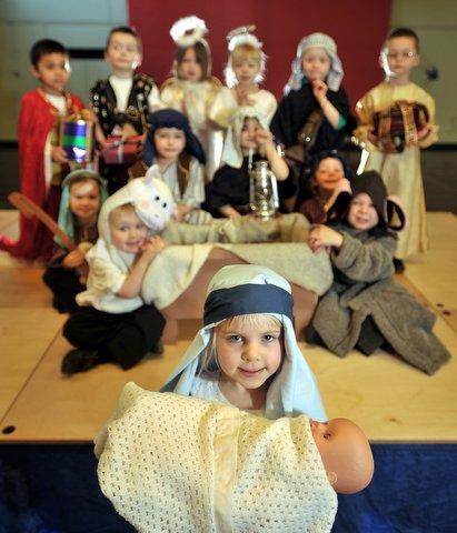 Shibden Head Primary School's reception class Nativity had Mary played by Mary Butterfield.