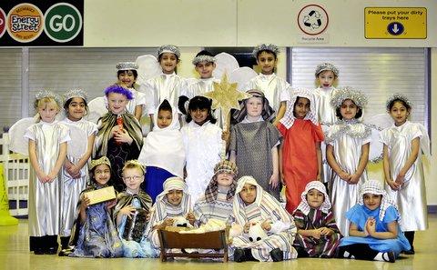 The cast of St Oswald's C of E Primary School Nativity.