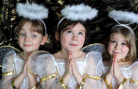 Angels in Swain House Primary School Nativity were Megan Gudgeon, 5, Daisy Longbottom, 6, and Chloe Adams, 7.