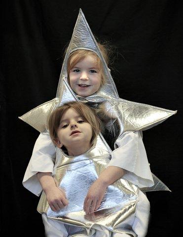 Appearing in Reevy Hill Primary School Nativity were Kaitlyn Vogel, back, and Kelsey Lamb.