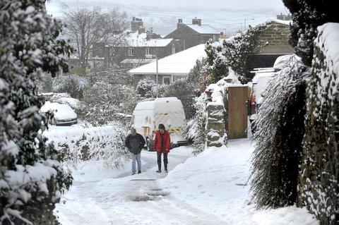 The snowy scene in East Morton.