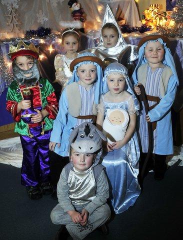 Taking part in High Crags Primary School Nativity were, clockwise from the front, George Lownds, Bradley Gafary, Chanelle Boot, Remi-Mae Wheeldon, Jack Nichols, Sophie Watmuff and Jaden Lacey.