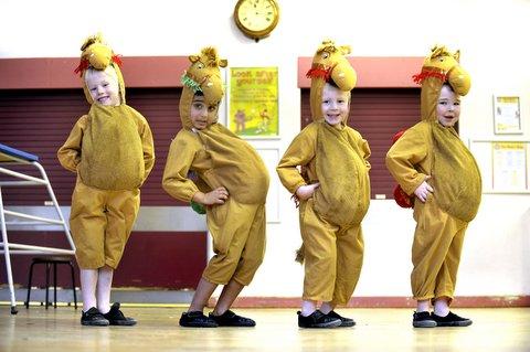 Playing camels in Clayton Village Primary School Nativity were, from the left, Ben Whelan, Shayraz Ahmed, Brandon Coope and Owen Swift.