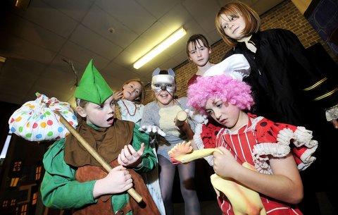 Taking part in Worthing Head Primary School, Wyke, production of Dick Whittington are, left to right, back Imogen Davis, Elle Meadowcroft, Lauren Sykes and Emily Todd. Front, Raegan Anderson and Rhiece McDonagh.