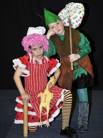 Rhiece McDonagh and Raegan Anderson in the Worthing Head Primary School, Wyke, School production of Dick Whittington.