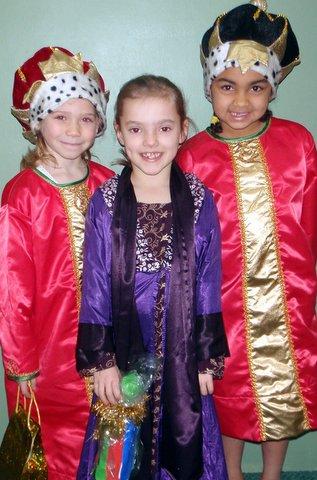 Playing the Three King Thorpe Primary School Nativity were, from the left, Nicole Carbine, Alicia Pollard and Bailey Hardy-Hamilton.