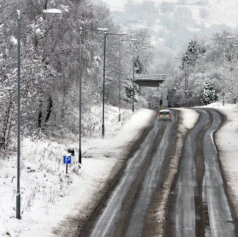 The snow covered Otley by-pass.