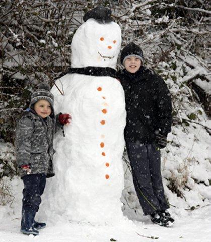 Steve Capstick, of Norwood Terrace, Shipley, took this picture of TJ and Josh with their snowman.