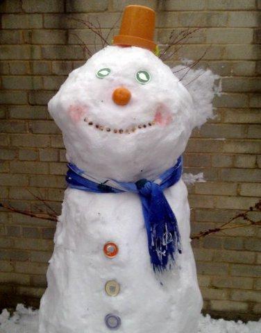 Afifah, of Bradford, and his cousins made this snowman.