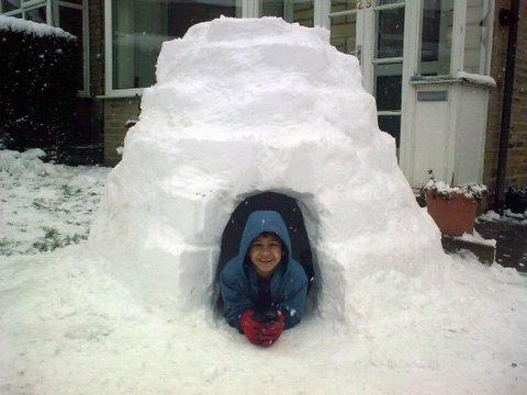 Rosh Kraus, of Thackley sent in this picture of the igloo built by husband Peter Kraus. It took him 5 hours and he used a plant pot to mould bricks and layer it.