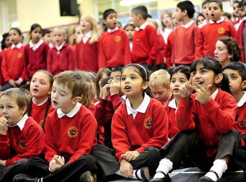 Allerton Primary School pupils were joined by religious representatives to celebrate the success of a community cohesion project. 
Staff at Bradford Interfaith Education Centre also took part in a special assembly.