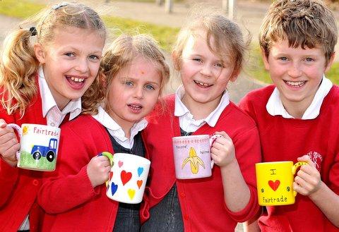 Children in Ilkley brewed up some colourful creations in a school competition marking Fairtrade Fortnight. 
Pupils of All Saints C of E Primary School, Easby Drive, were invited to come up with their own design for a mug, promoting the Fairtrade cause.