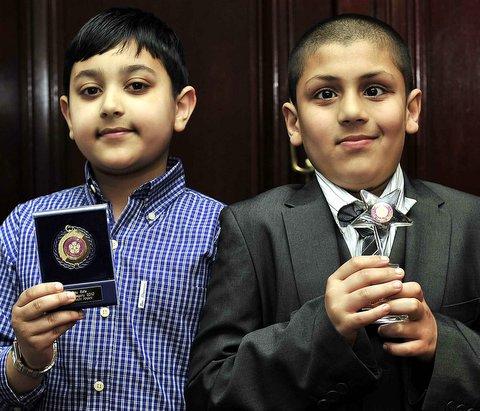 Under-11 Stay Safe Award winner Muhammed Ali Hassan with fellow nominee Hussain Khan.