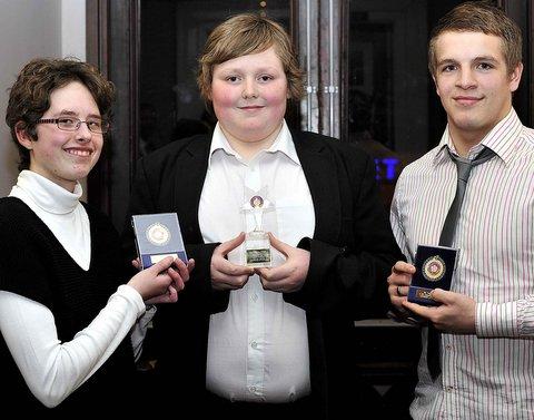 Be Healthy Award 12-25 winner Matthew Cairns-Pool with fellow nominees Rebecca Pattison, left, and Connor Carver.