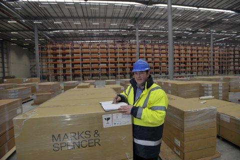 The interior of the new Marks & Spencer warehouse on Rooley Lane showing the size of the massive logistical building.