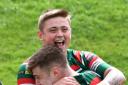 West Bowling v St. Judes Wigan: Harry Williams congratulates Max Trueman after he scores a try   Picture: Richard Leach