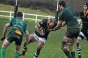 Adam Crookes (ball in hand) scored Grovians' only try. Picture: Richard Leach.