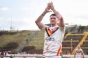 Lee Gaskell claps the fans after Sunday's 1895 Cup win over Swinton