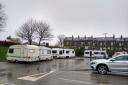 Caravans on the car park at Morrisons on Mayo Avenue in Bradford