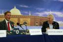 David Blunkett and Jonathan Dimbleby at Radio 4's Any Questions broadcast from the Al Mahdi Mosque
