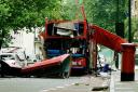 The scene in Tavistock Square, central London, after a bomb ripped through a double deck bus on July 7, 2005