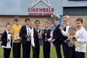 Pupils with their 'Oscars' outside Cineworld
