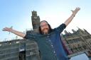 BBC TV's Hairy biker Dave Myers on a visit to city hall for a programme about architechture.    (40472527)