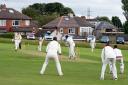 Pudsey St Lawrence batsmen Mark Robertshaw defends on his way an unbeaten 53 as his side defeated East Bierley by eight wickets – Picture: Phil Jackson